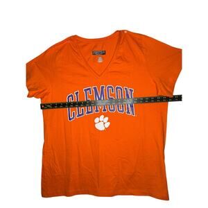 Profile Varsity Women's Orange V-Neck T-Shirt with Clemson Tiger Graphic Size 1X
